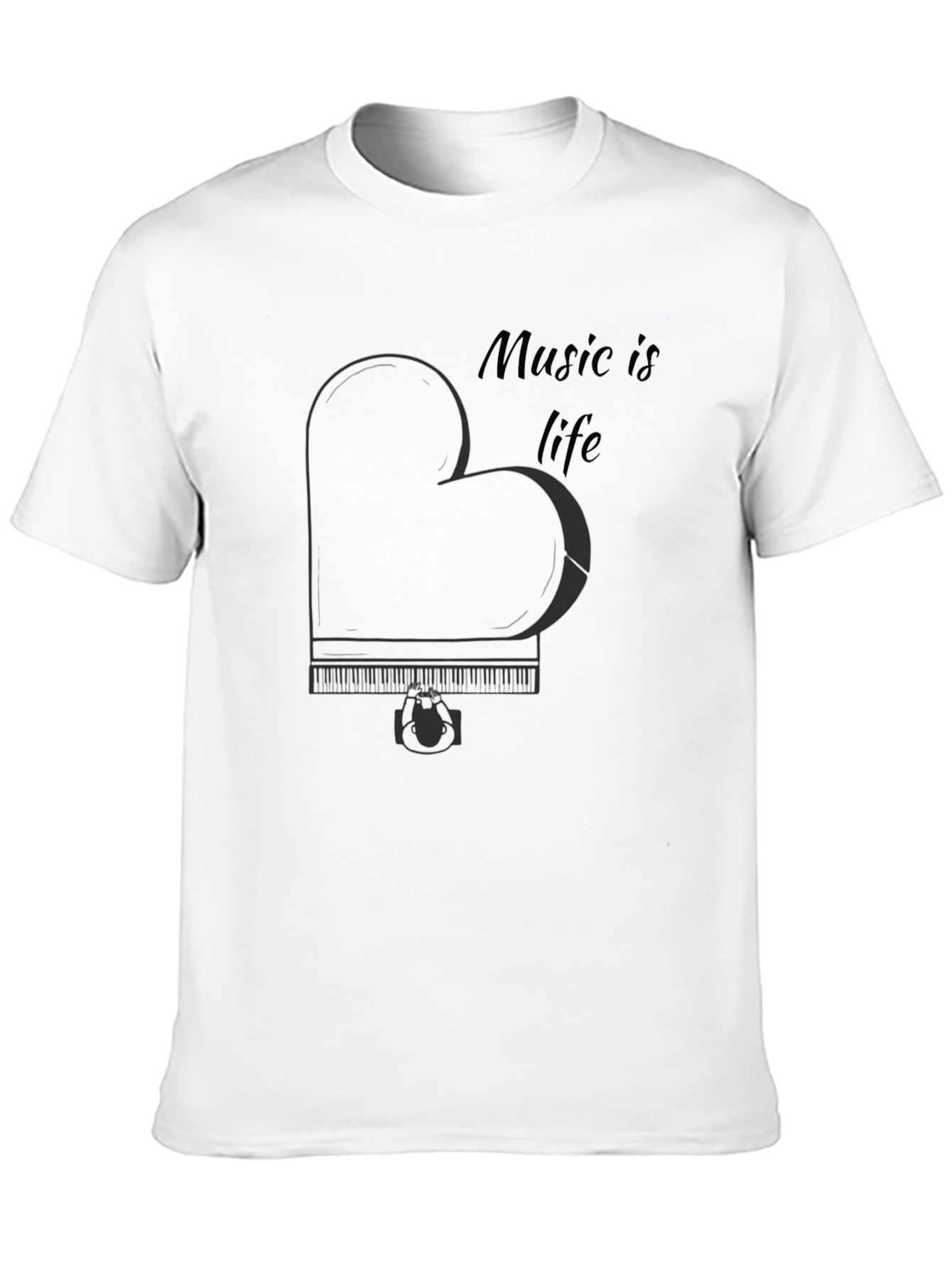 Music is Life Piano Heart T-Shirt