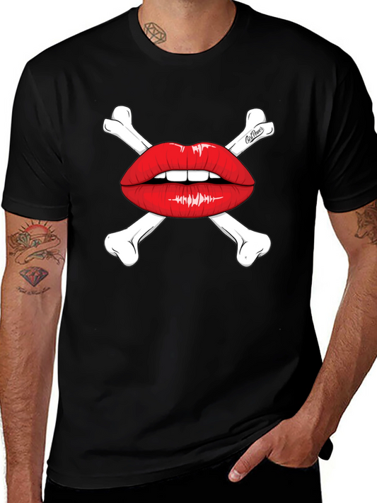 Skull & Lips Graphic Tee - Black