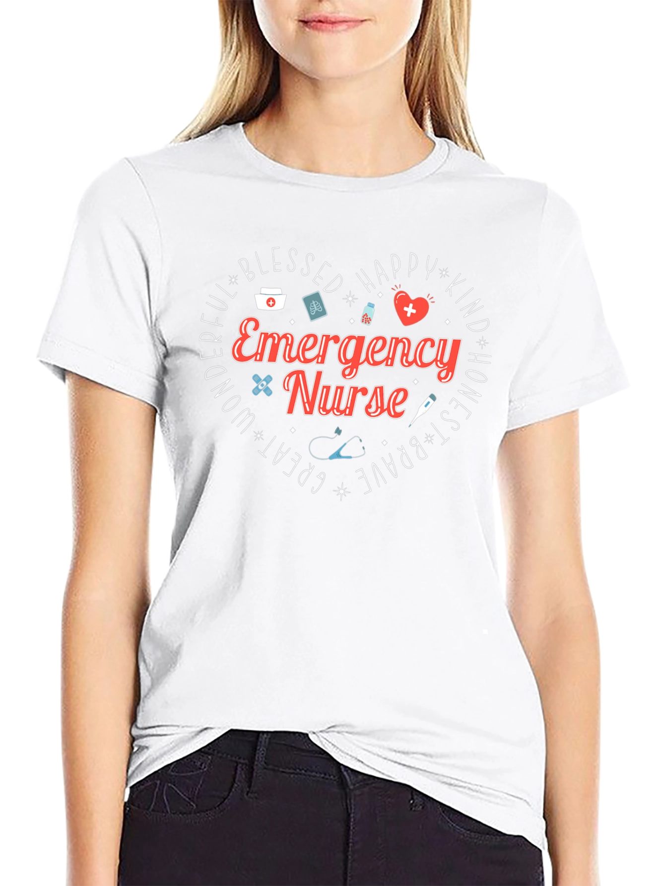 Emergency Nurse Heart Graphic T-Shirt