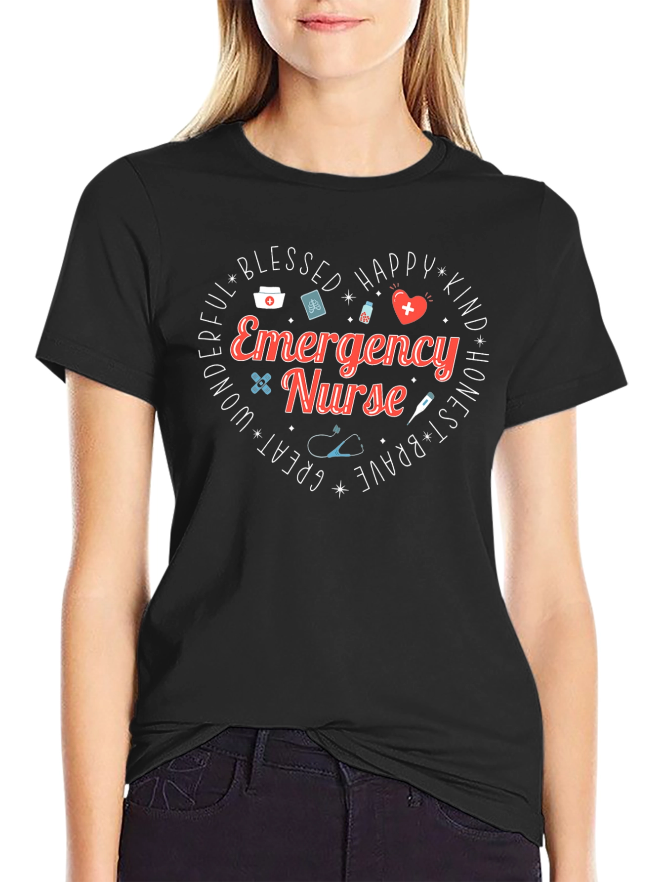 Emergency Nurse Heart Graphic T-Shirt