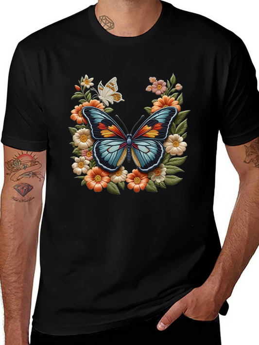 Butterfly & Floral Graphic Tee - Nature Inspired Style