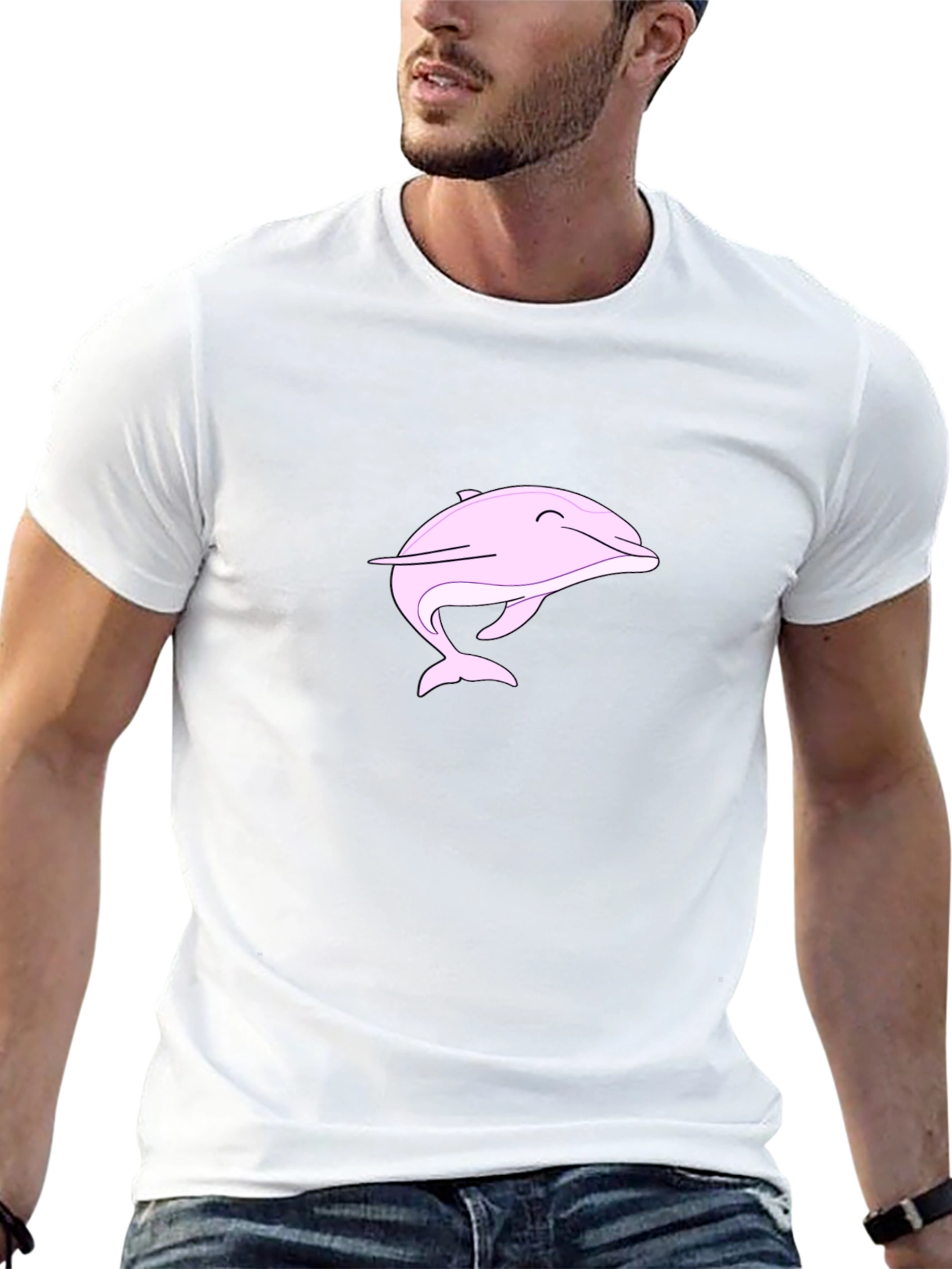 Pink Dolphin Graphic Black Tee Shirt
