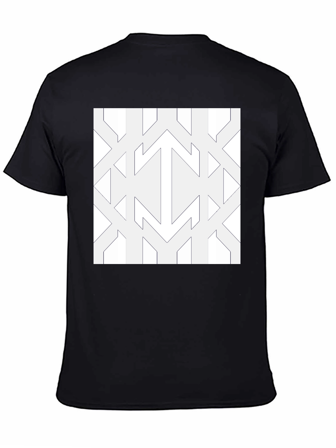 Modern Geometric Pattern Black Tee