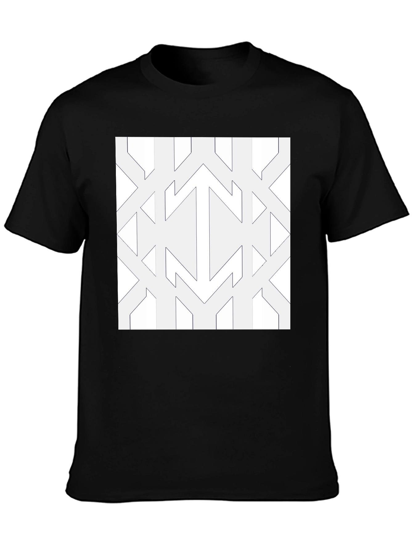 Modern Geometric Pattern Black Tee