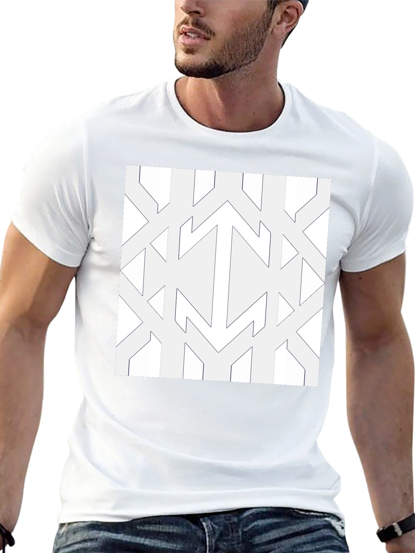 Modern Geometric Pattern Black Tee