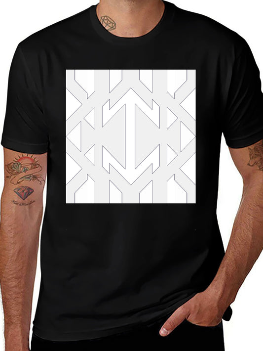 Modern Geometric Pattern Black Tee