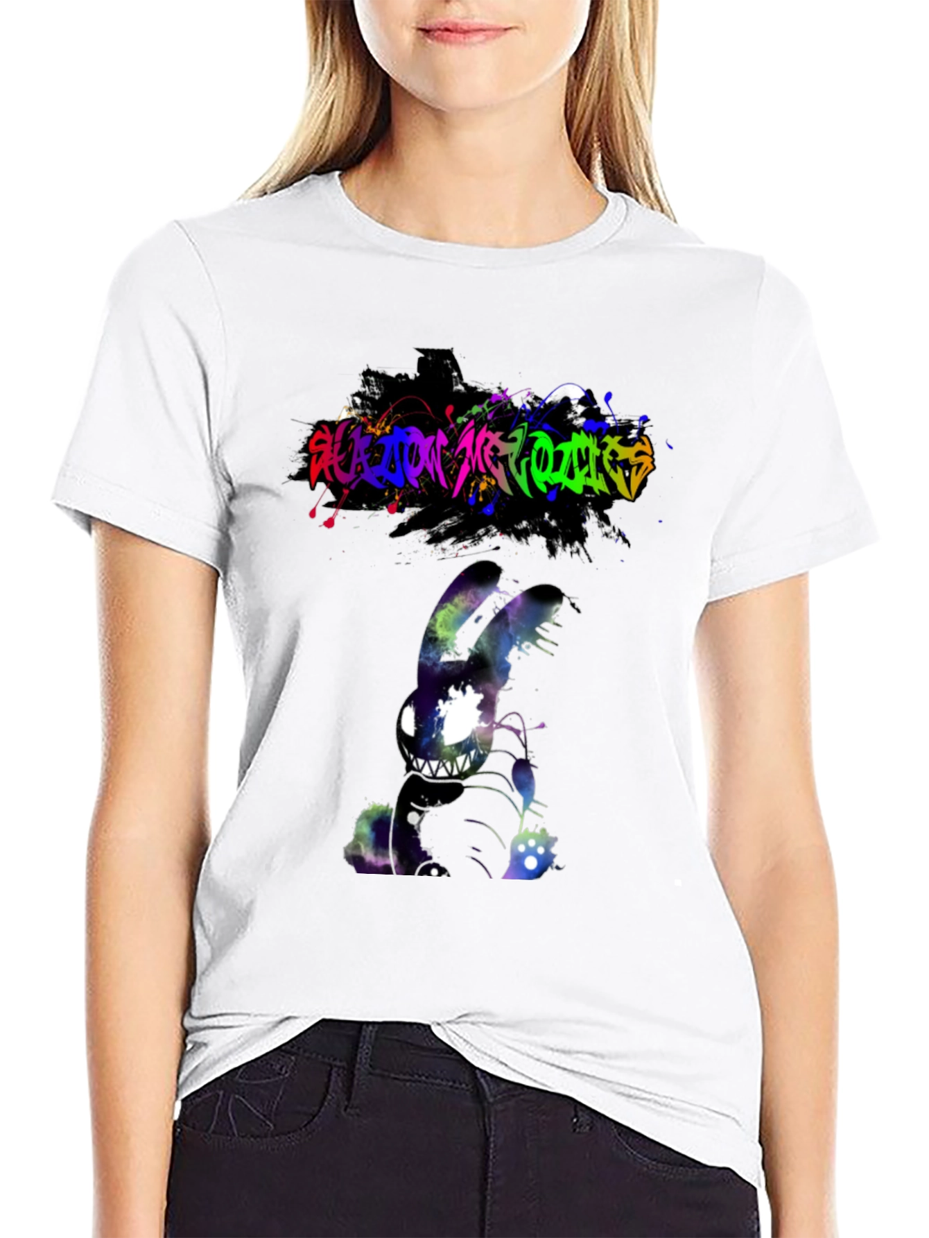Cosmic Nightmare Bunny Graphic Tee - Unique Design