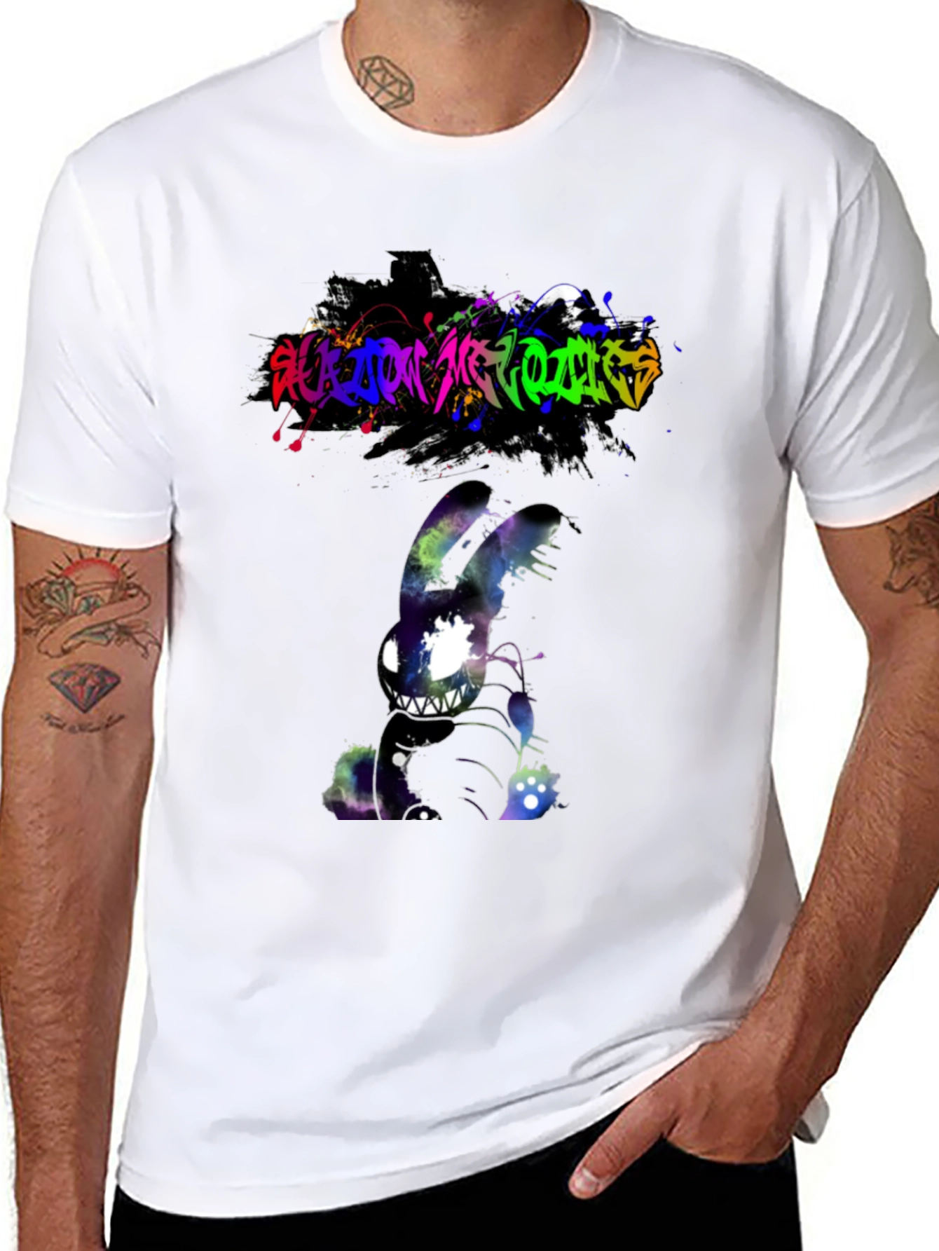 Cosmic Nightmare Bunny Graphic Tee - Unique Design