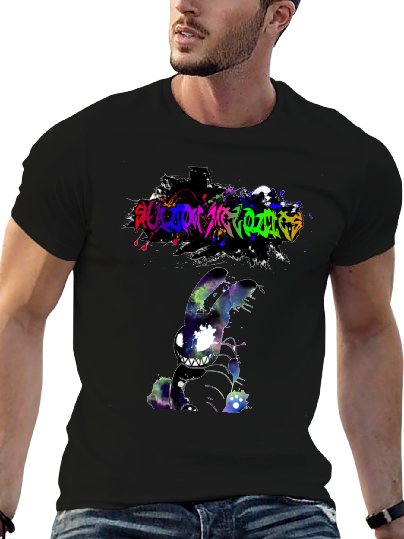 Cosmic Nightmare Bunny Graphic Tee - Unique Design