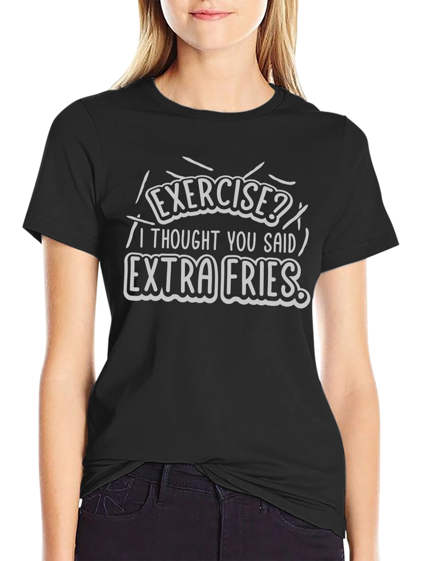 Extra Fries Graphic Tee - Black Casual T-Shirt