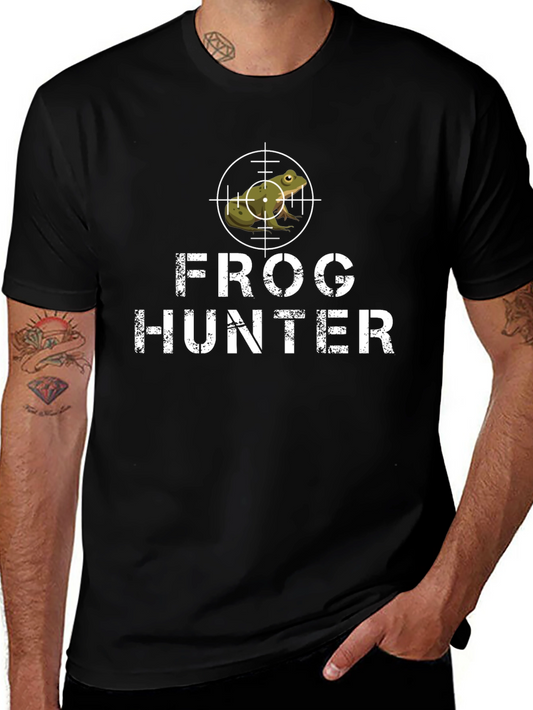 Frog Hunter Graphic Tee - Black Cotton T-Shirt