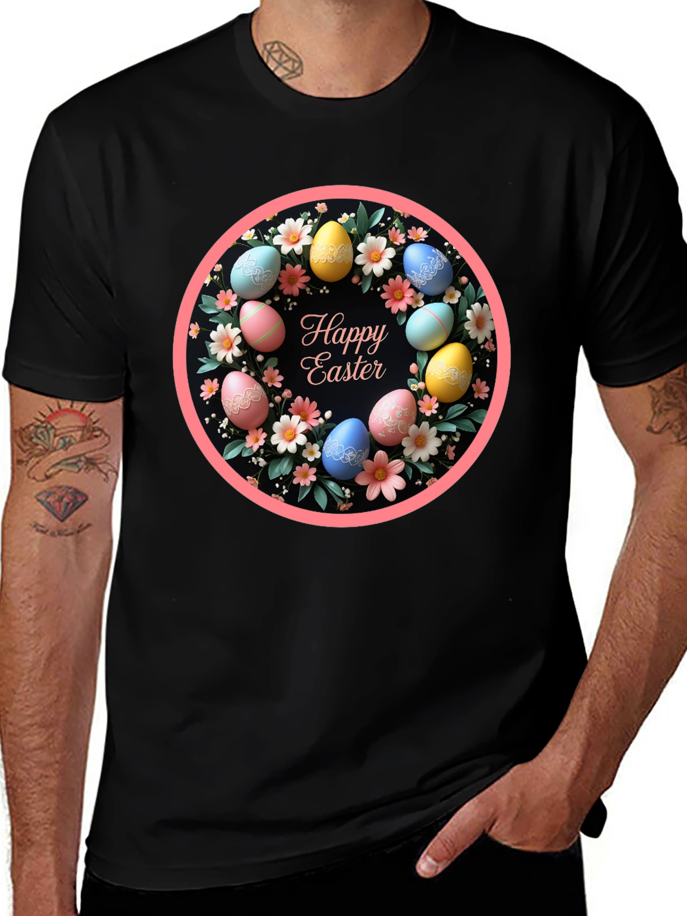 Happy Easter Egg Wreath T-Shirt