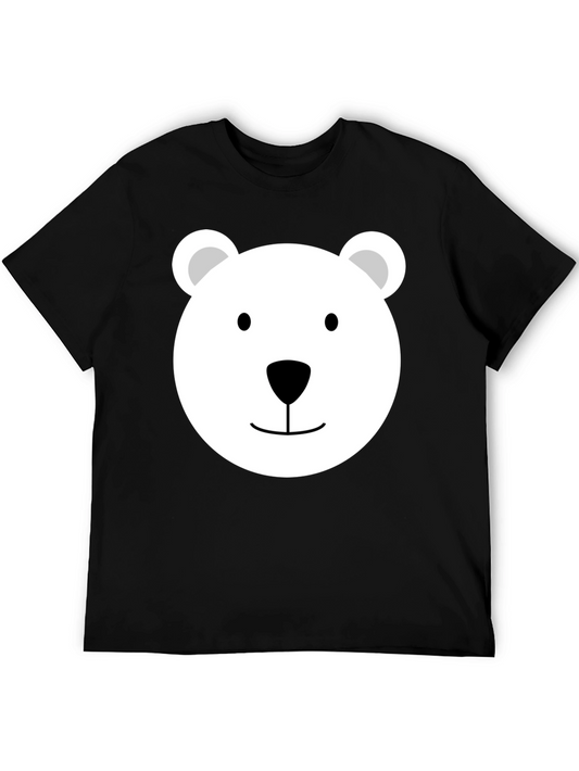 Cute Polar Bear Face Graphic Tee - Black T-Shirt