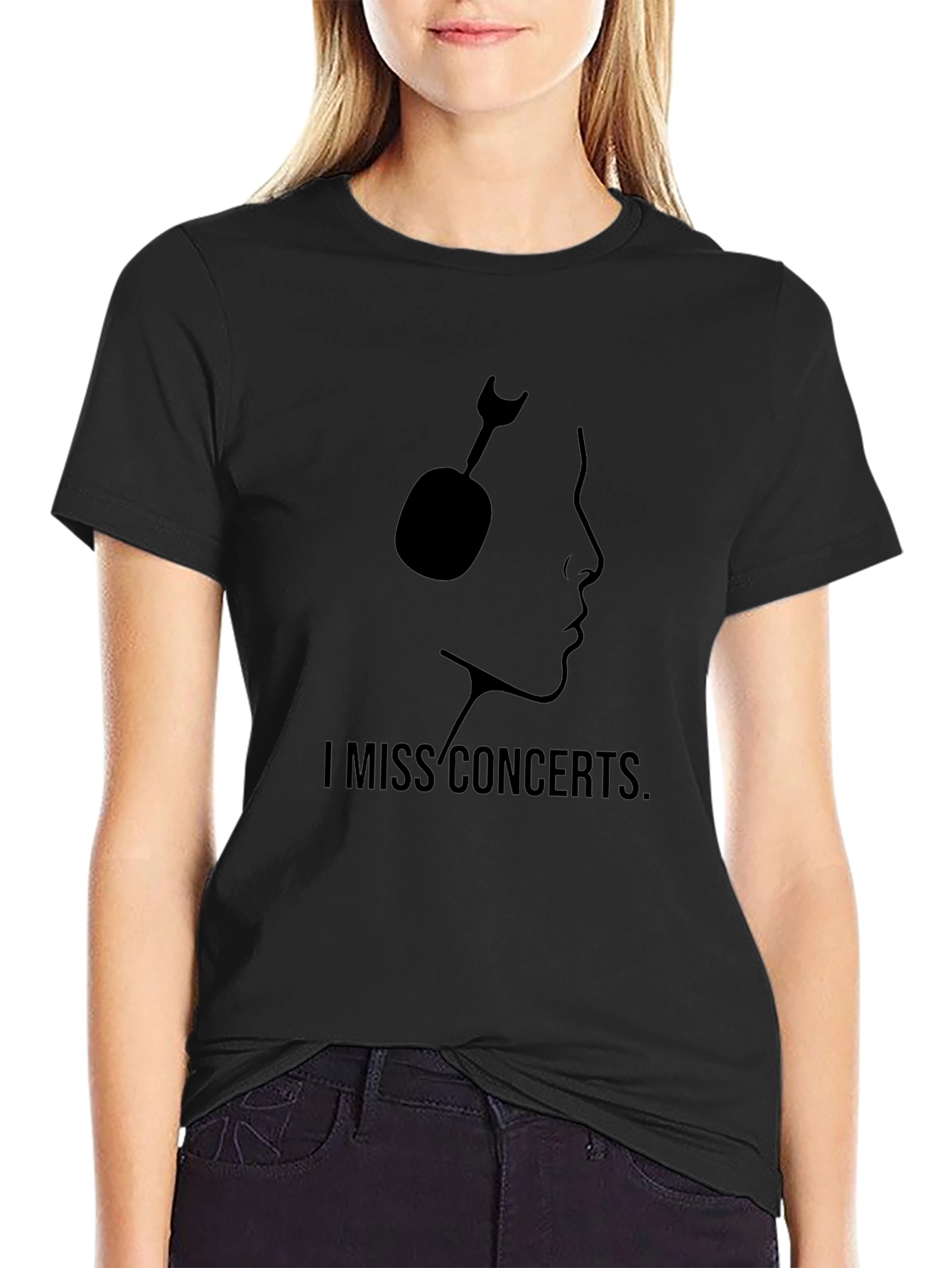 I Miss Concerts Black Graphic Tee