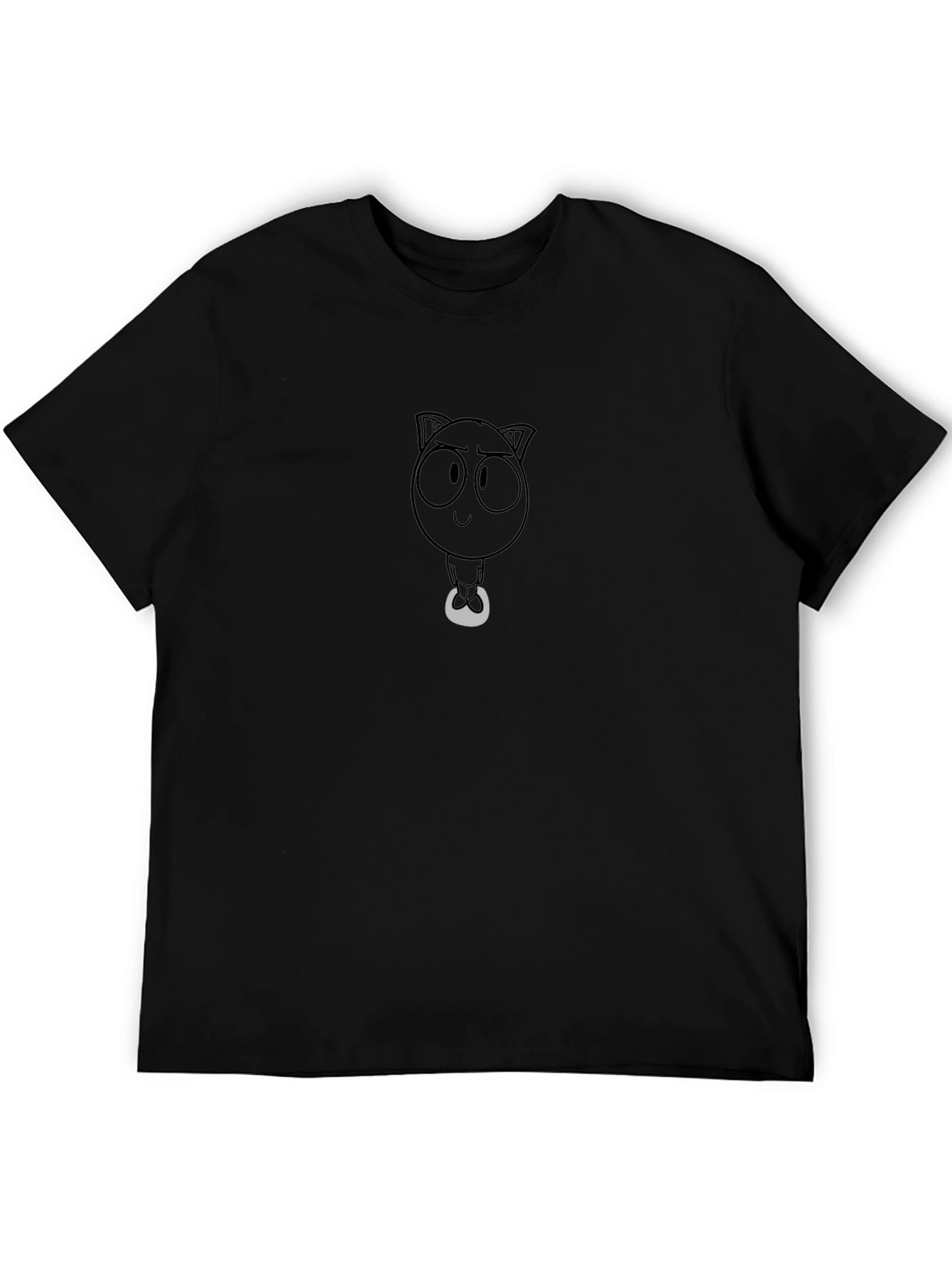 Black Cartoon Cat Graphic Tee - Unisex