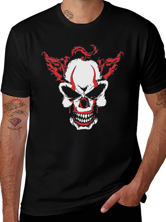 Scary Clown Skull Graphic Tee - Mens Black T-Shirt