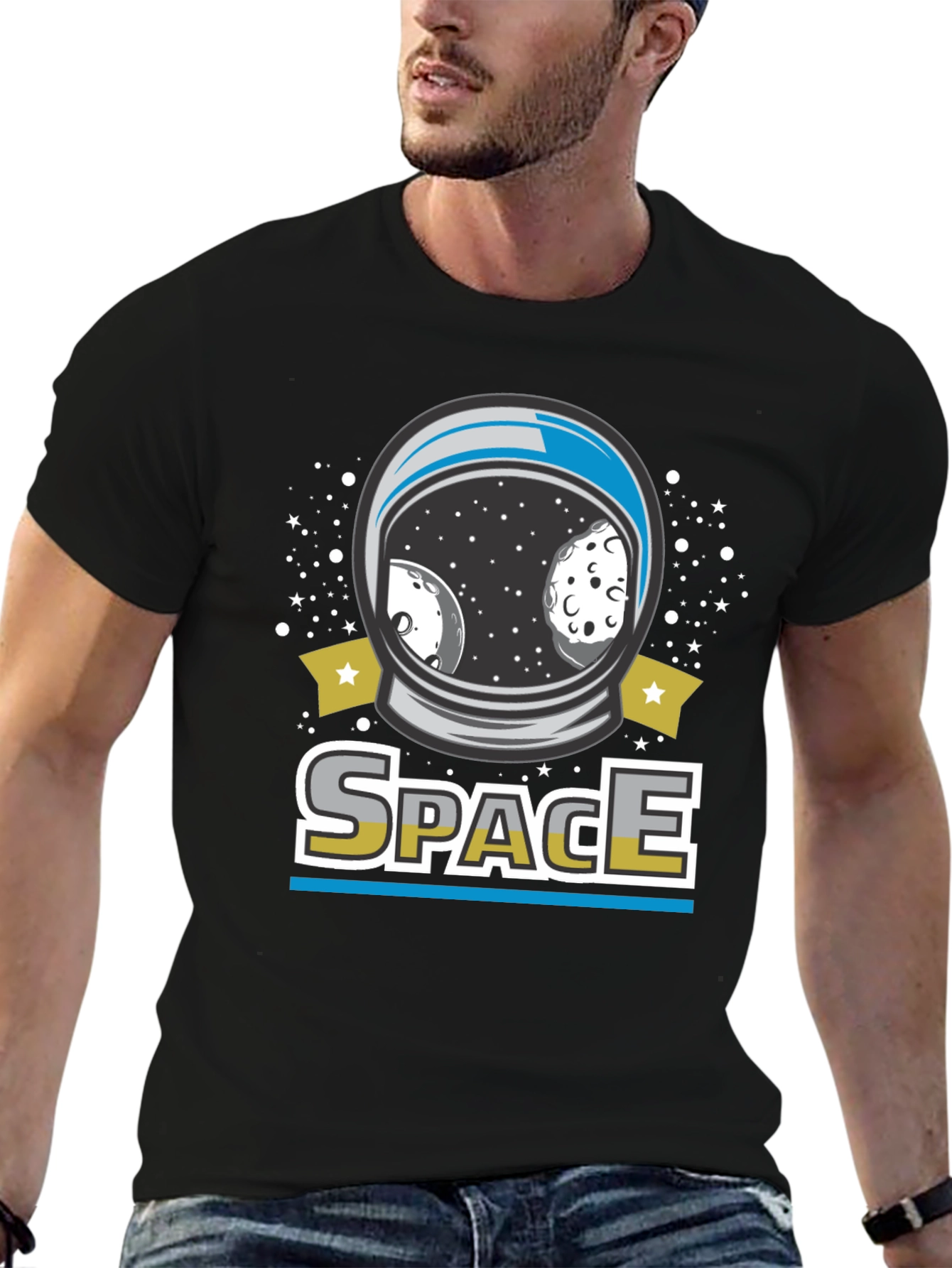 Space Helmet Graphic T-Shirt - Unisex Cotton Tee