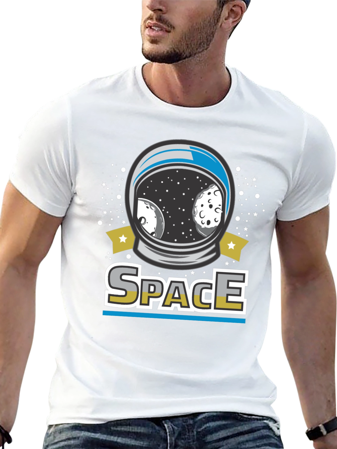 Space Helmet Graphic T-Shirt - Unisex Cotton Tee