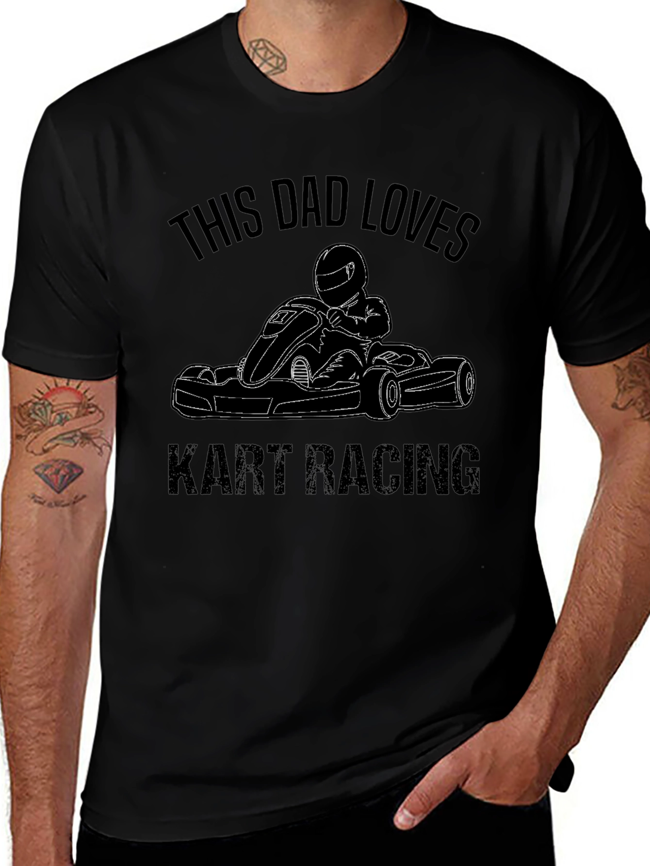 Dad Loves Kart Racing Black T-Shirt