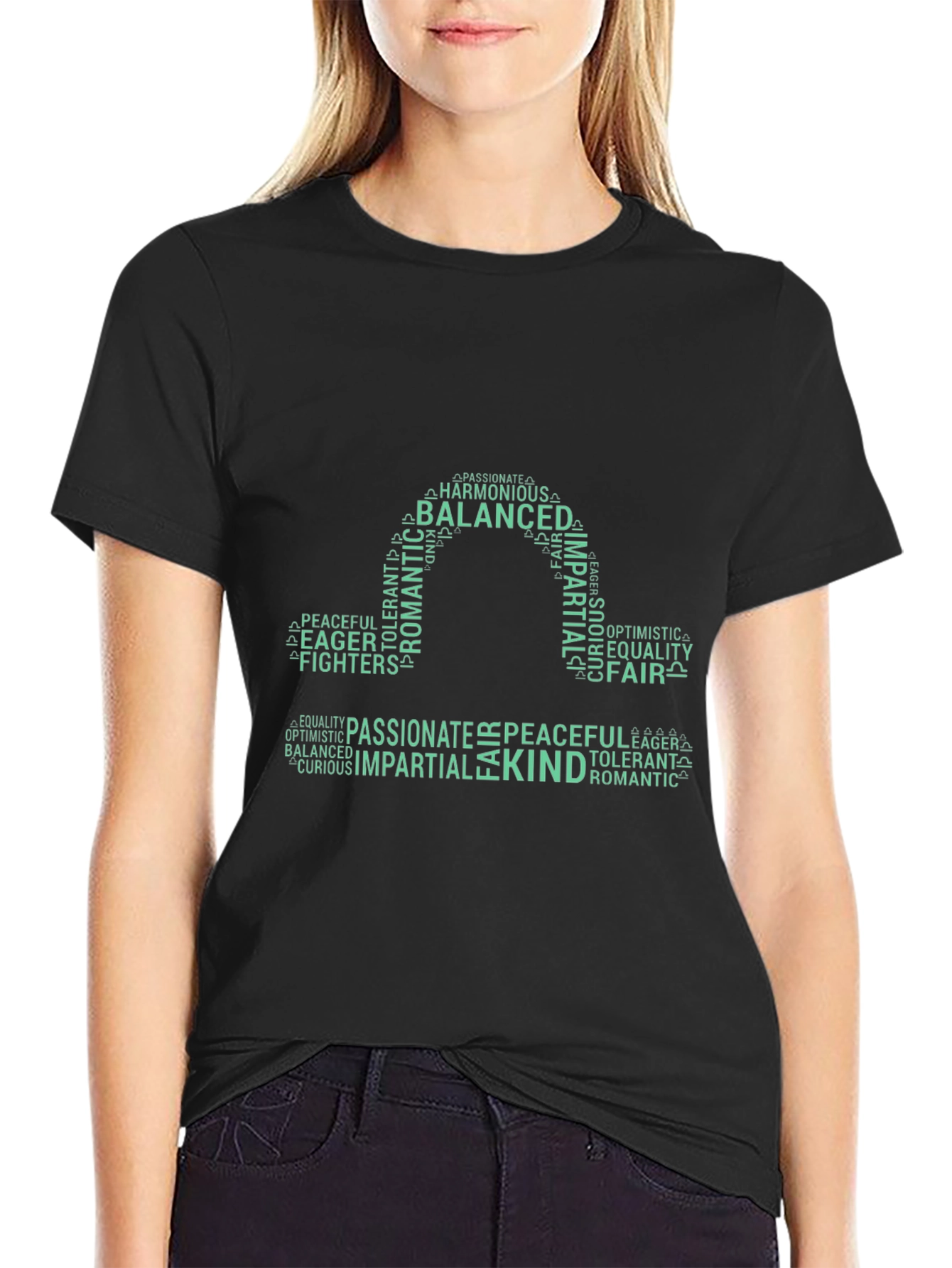 Balanced Libra Word Art Tee - Black