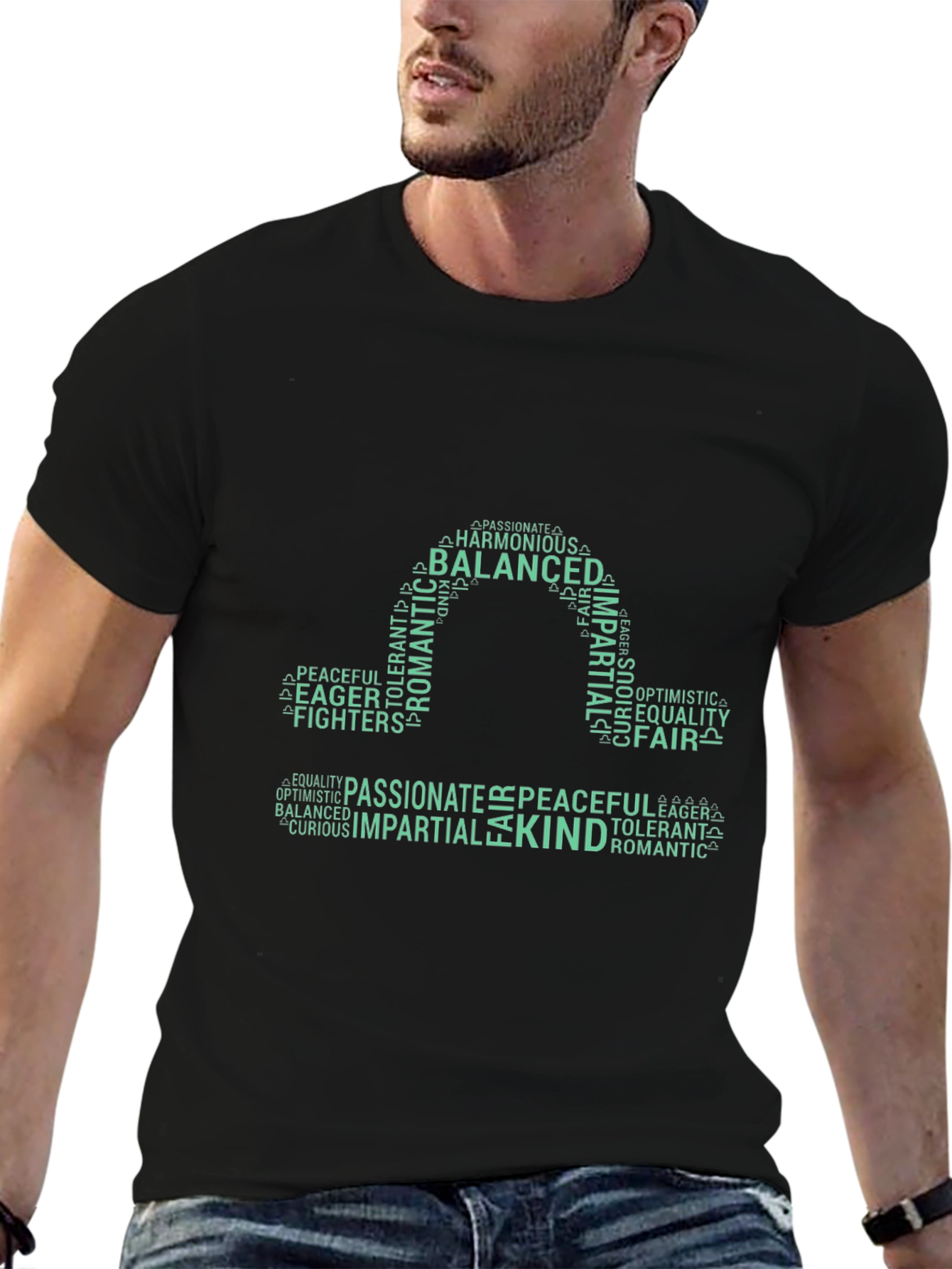 Balanced Libra Word Art Tee - Black
