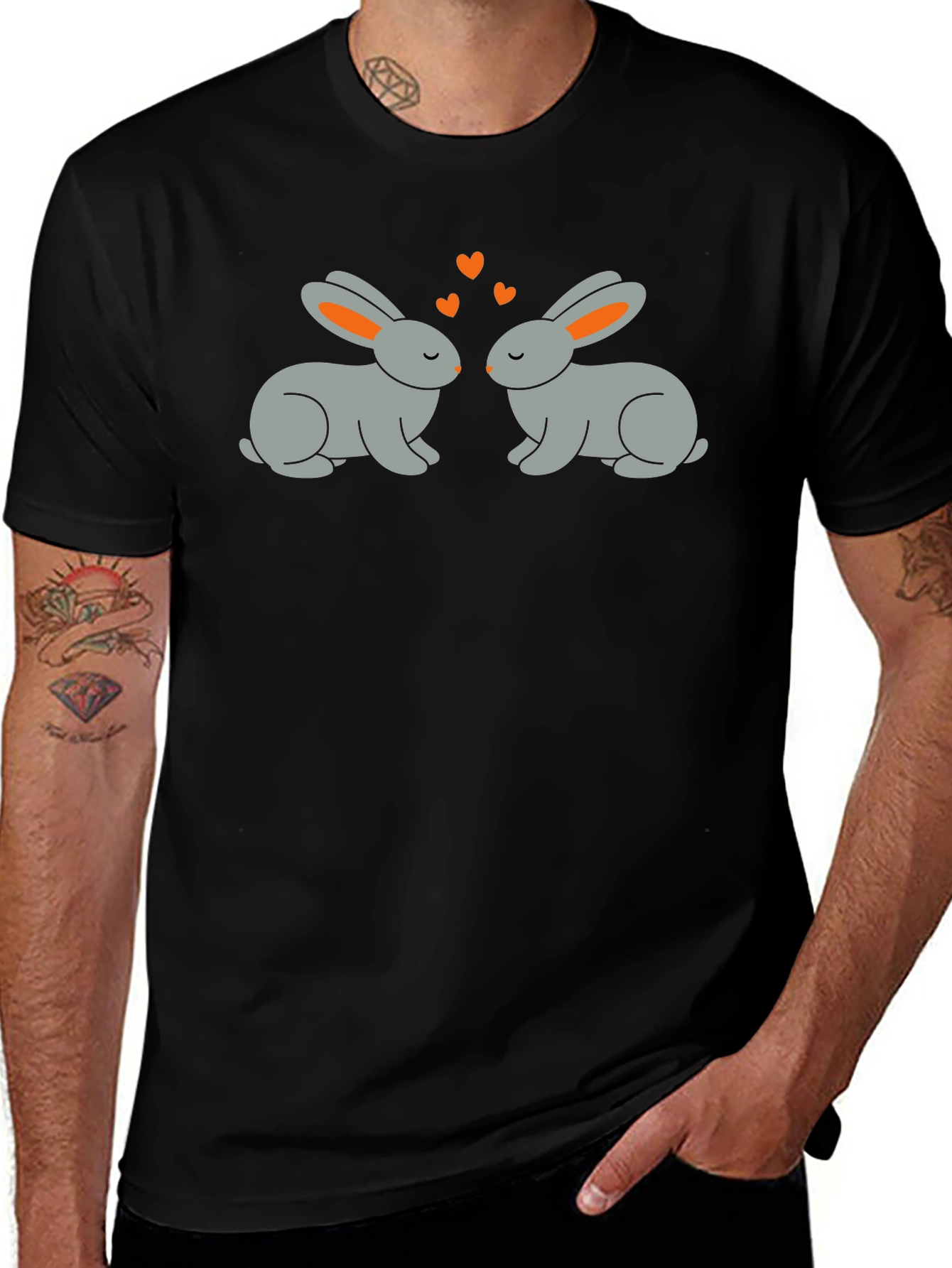 Cute Rabbit Love Graphic T-Shirt