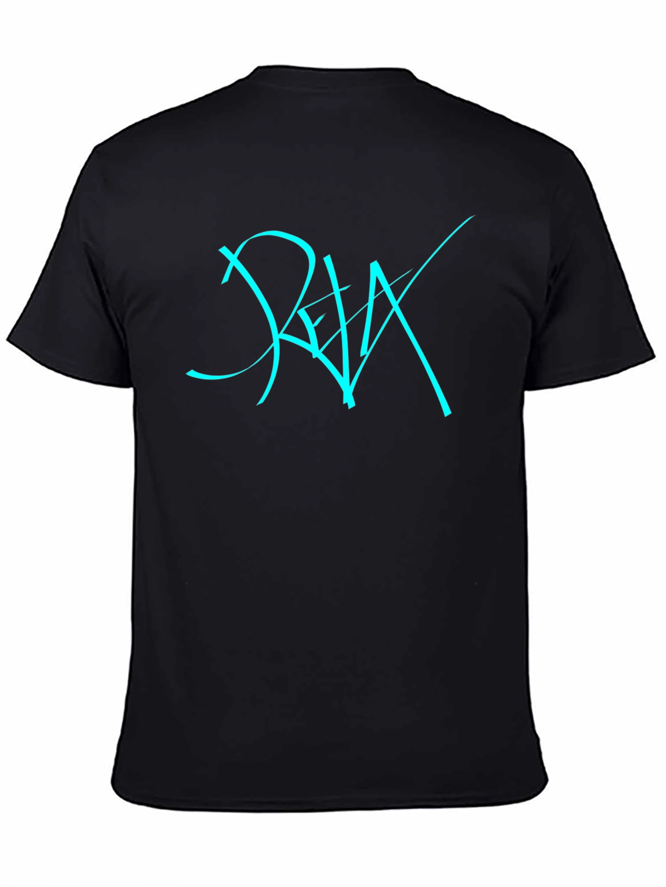 Cool Black T-Shirt with Cyan Graphic Design