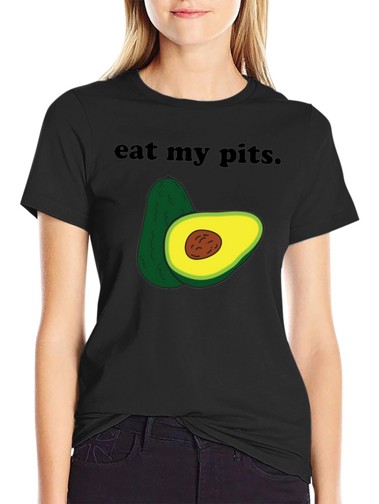 Eat My Pits Avocado Humor Graphic Tee - Black