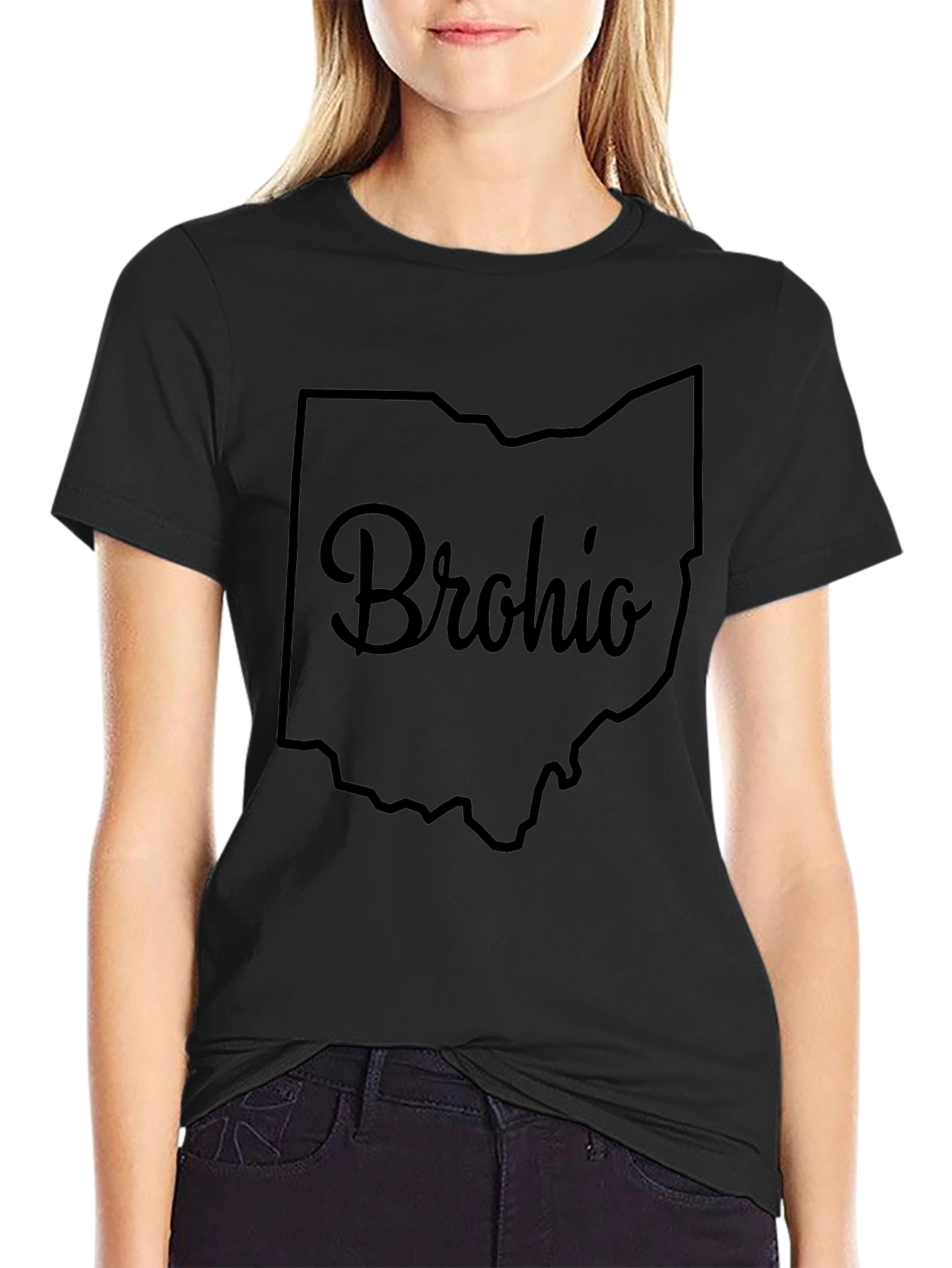 Brohio Ohio State Outline Black T-Shirt