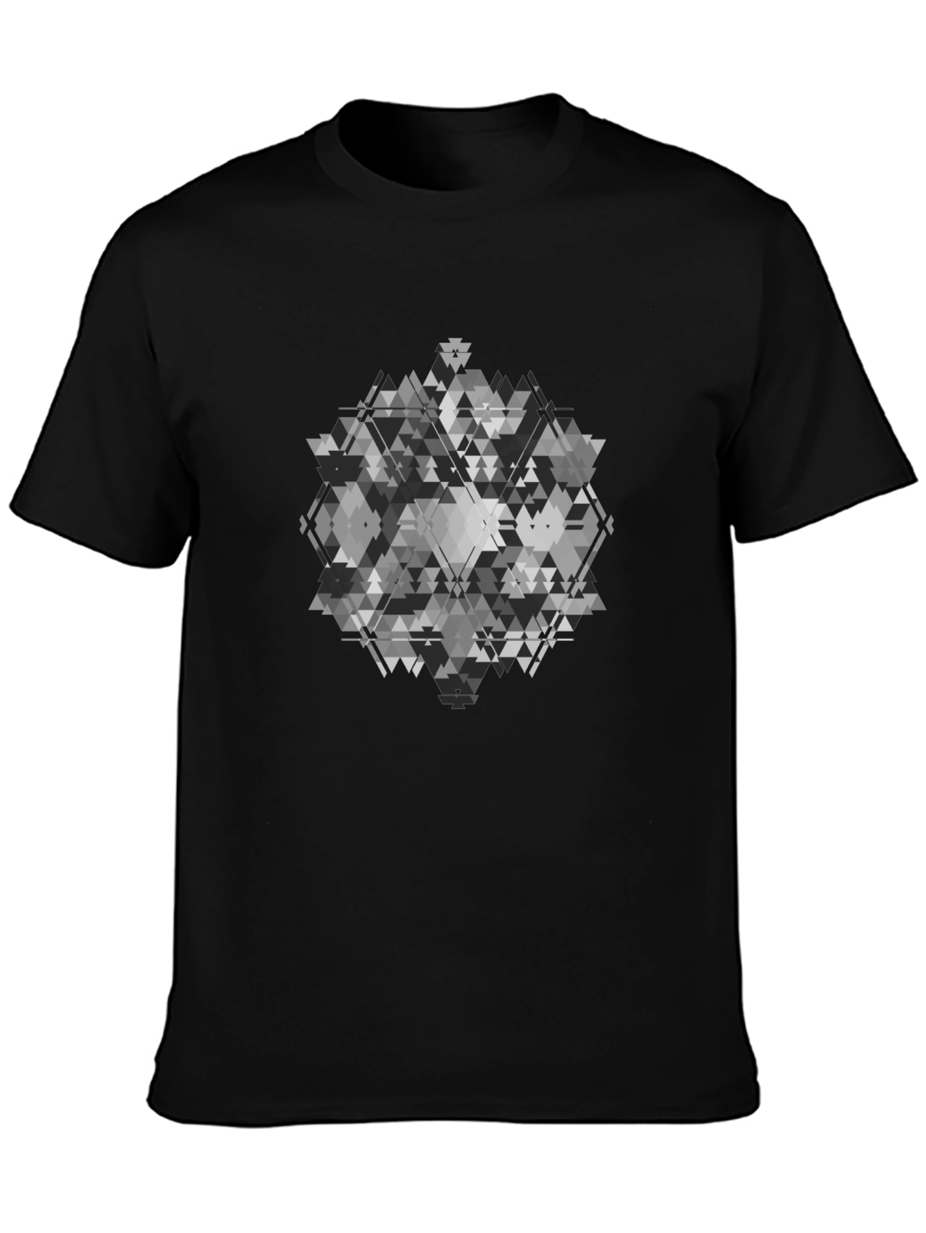 Geometric Patterned Black T-Shirt