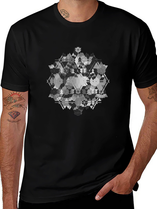 Geometric Patterned Black T-Shirt
