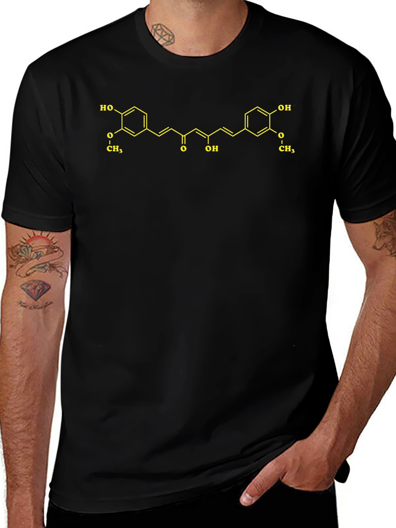 Curcumin Molecule Black T-Shirt