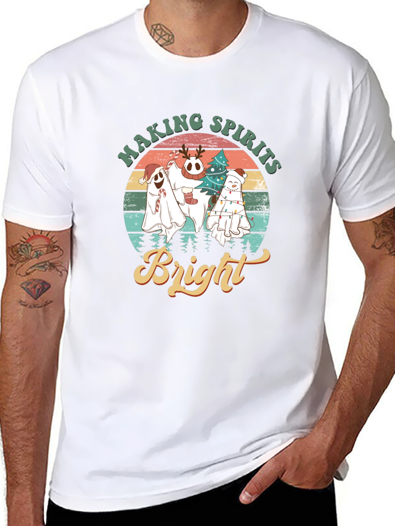 Making Spirits Bright Ghost Christmas T-Shirt