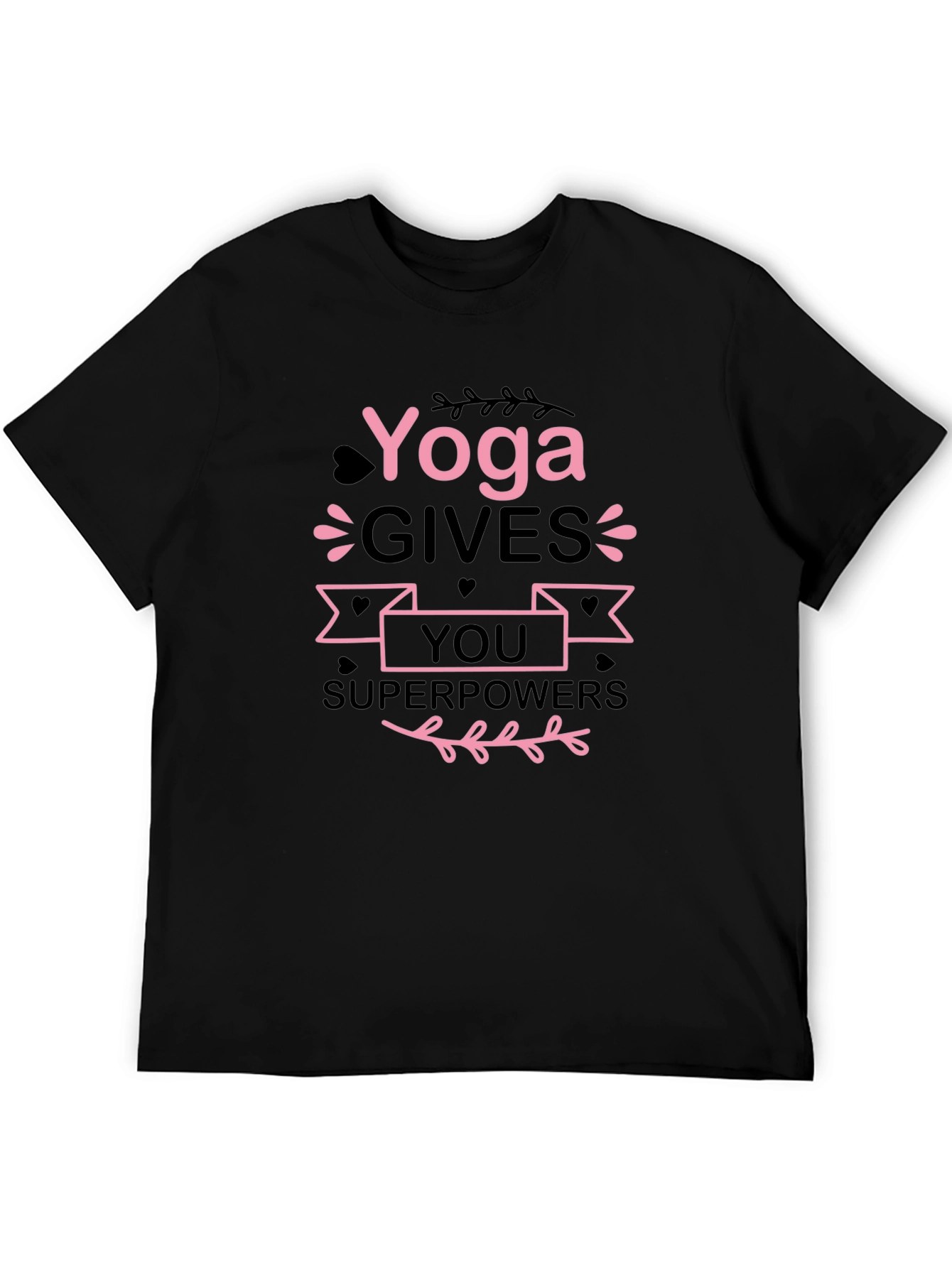 Yoga Gives You Superpowers Black Graphic Tee