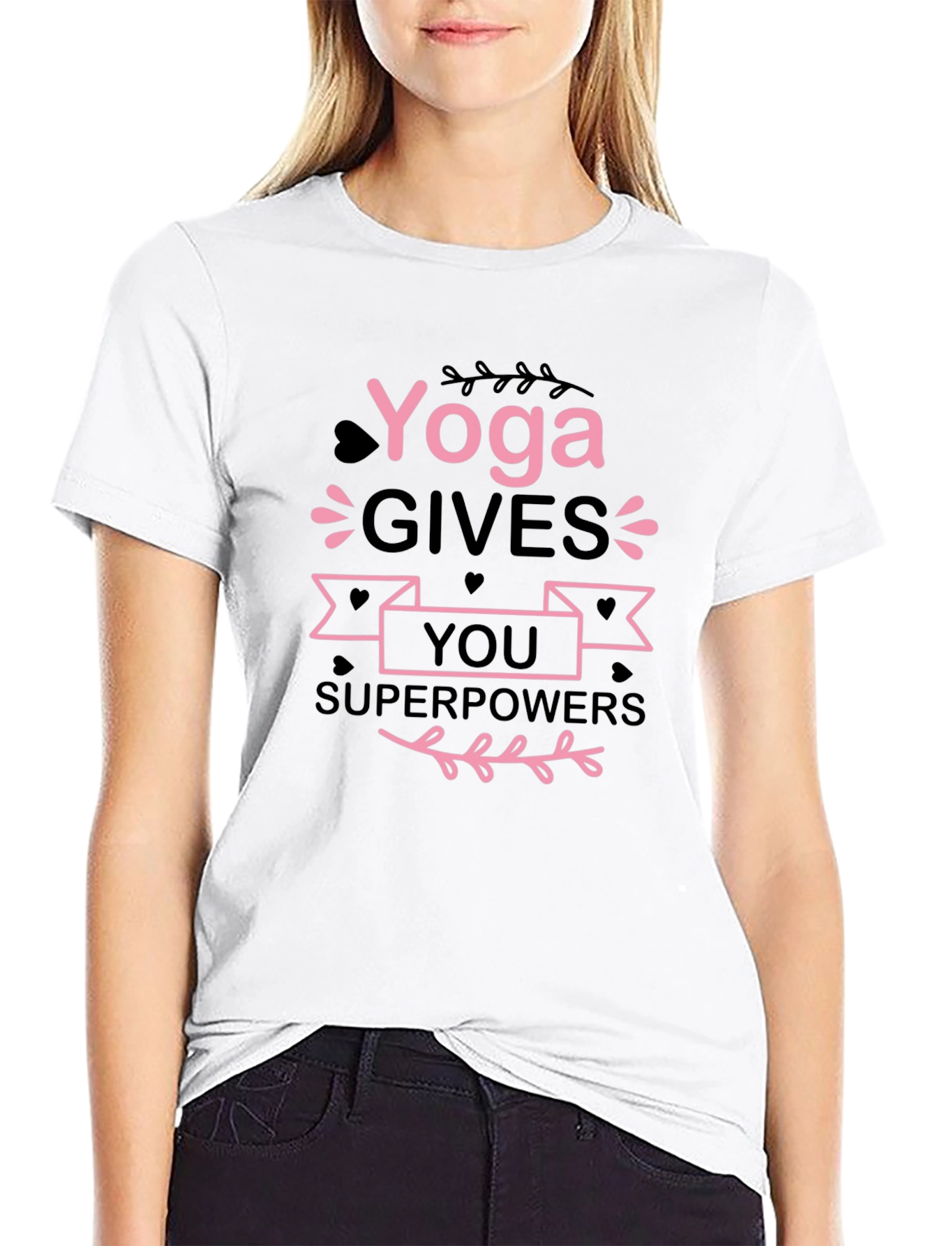 Yoga Gives You Superpowers Black Graphic Tee