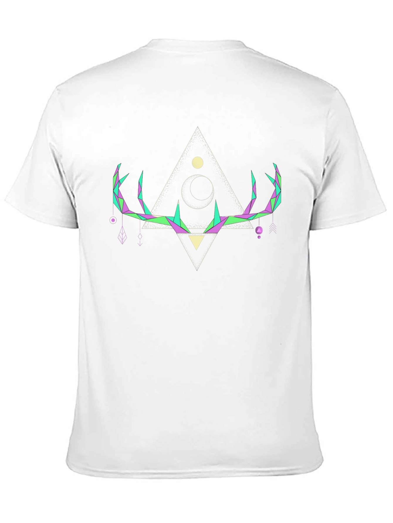 Geometric Deer Antler Graphic T-Shirt - Black