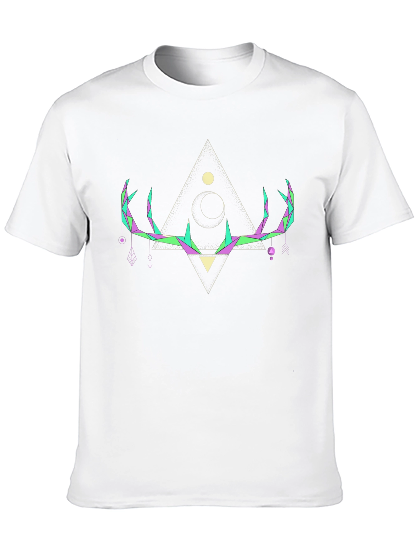 Geometric Deer Antler Graphic T-Shirt - Black
