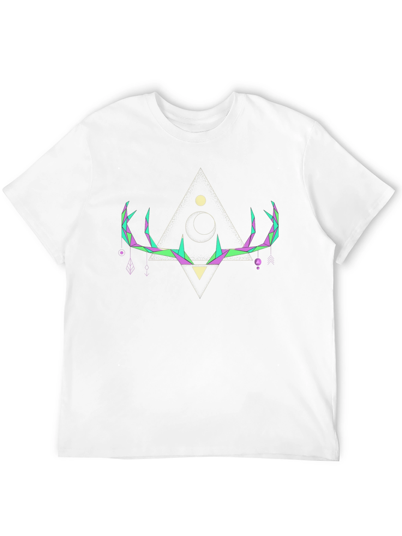 Geometric Deer Antler Graphic T-Shirt - Black