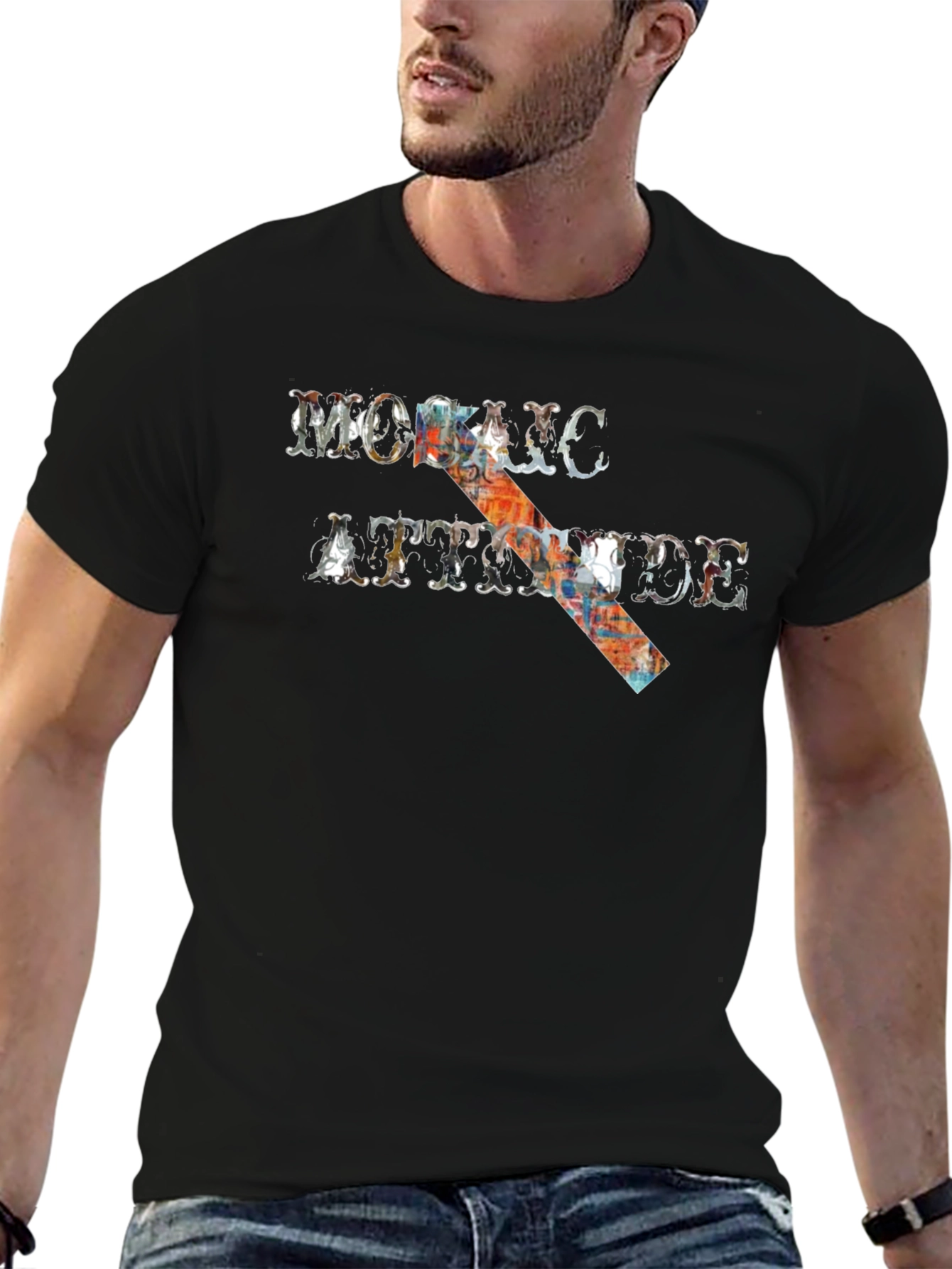 Mosaic Attitude Graphic Tee - Black