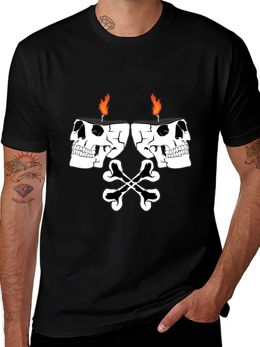 Skull Candle Bones Graphic Tee - Black