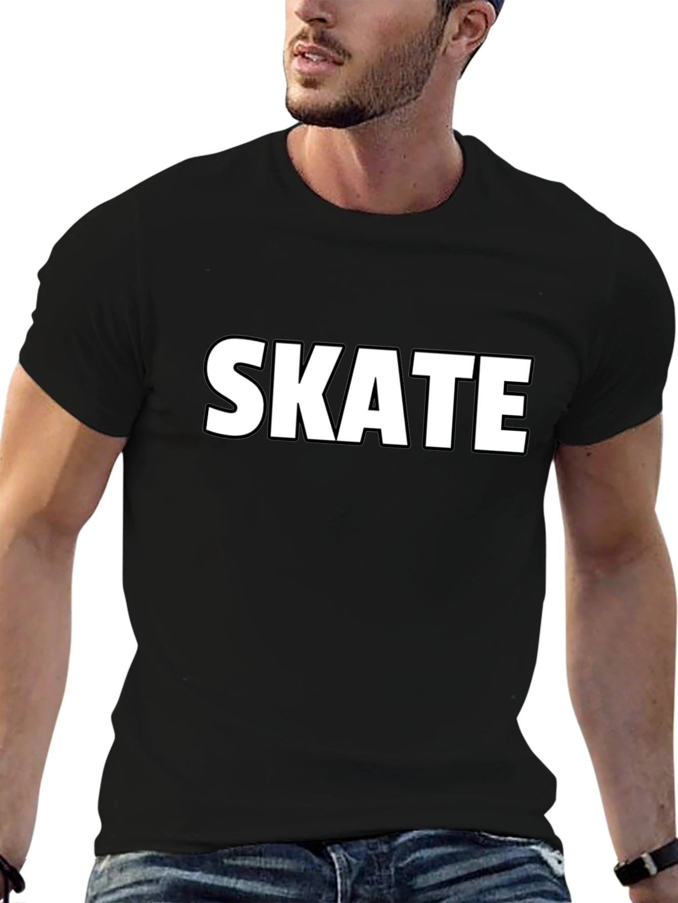 Skate Graphic Tee - Black Cotton T-Shirt