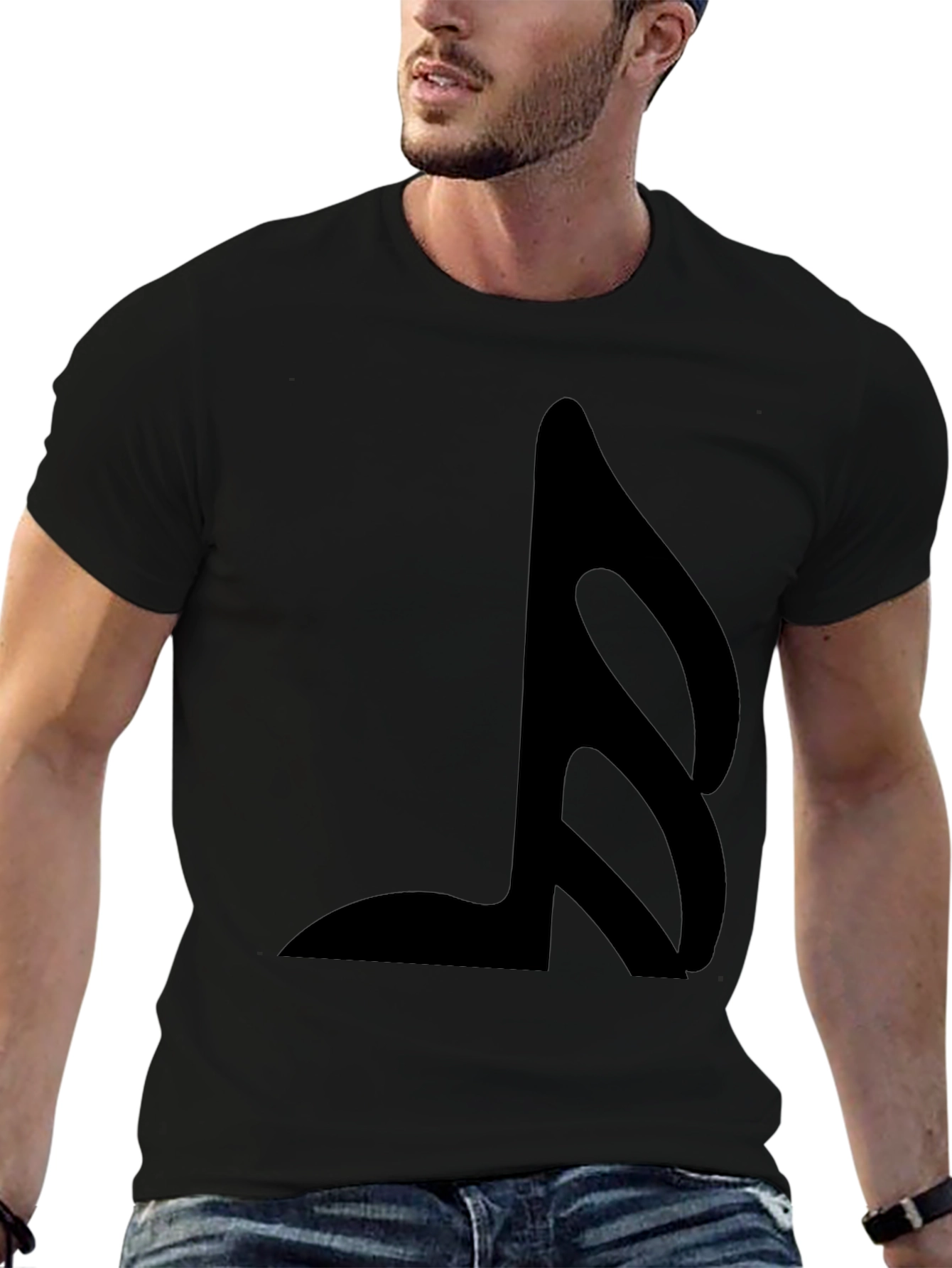 Stylish Black T-Shirt with Music Note Graphic