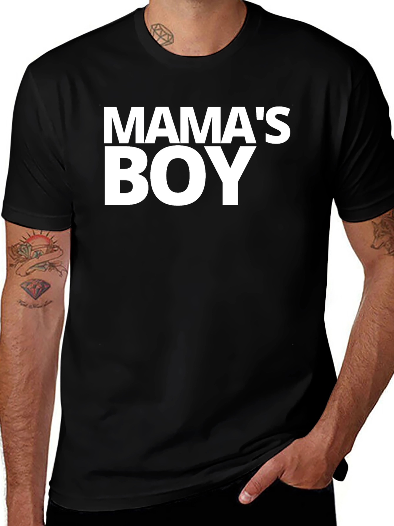 Mamas Boy Black Graphic Tee Shirt