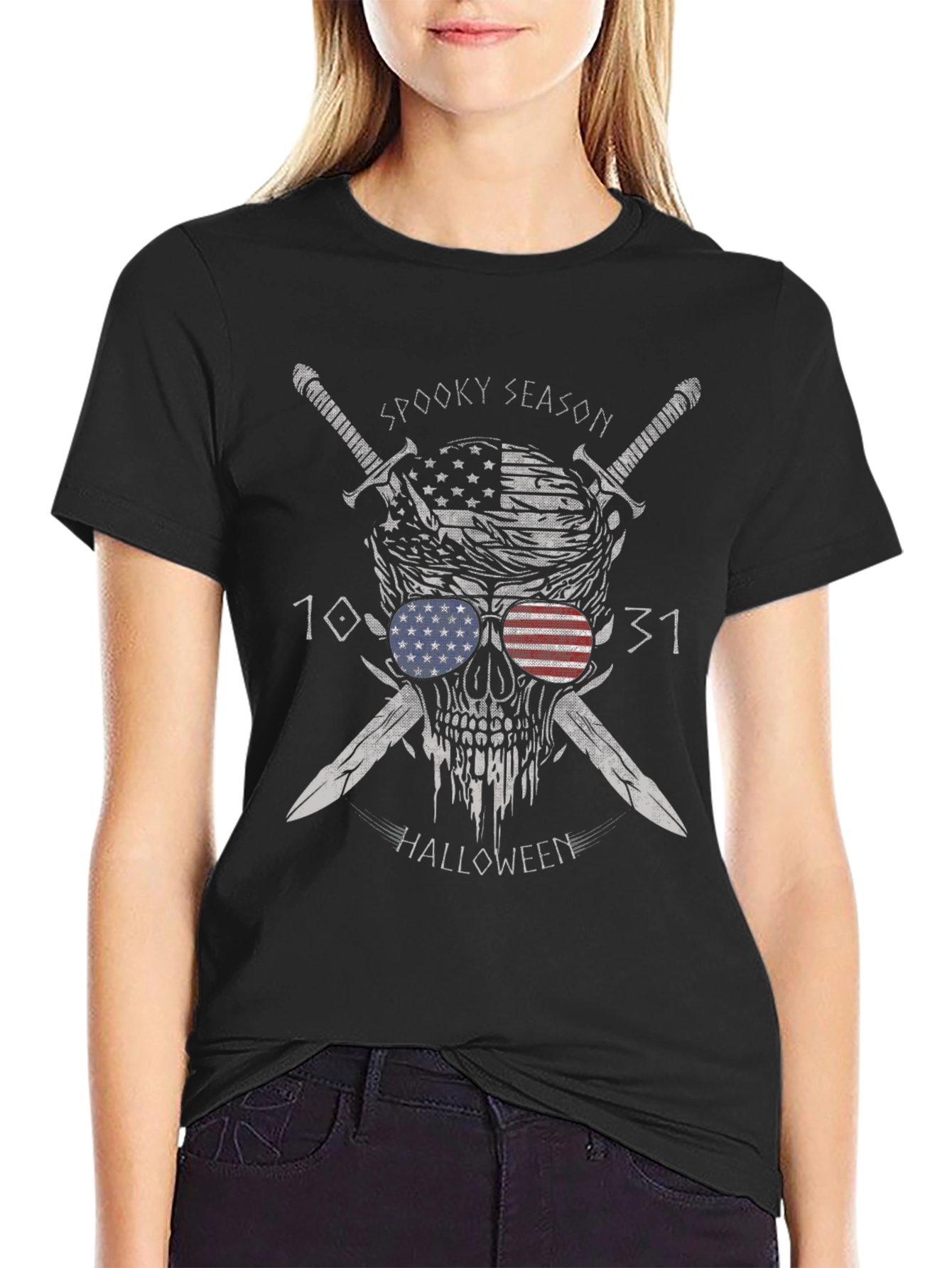 Spooky Season Halloween Skull Graphic Tee