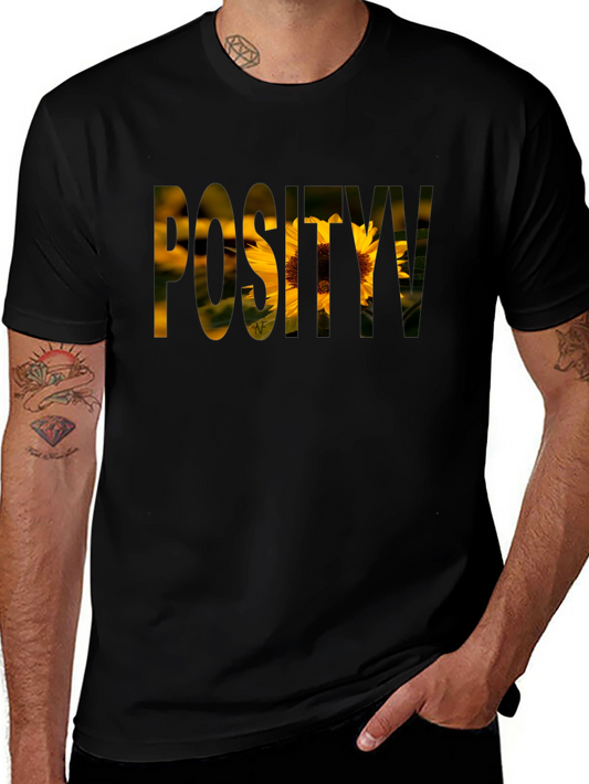 Positivity Sunflower Graphic Black T-Shirt