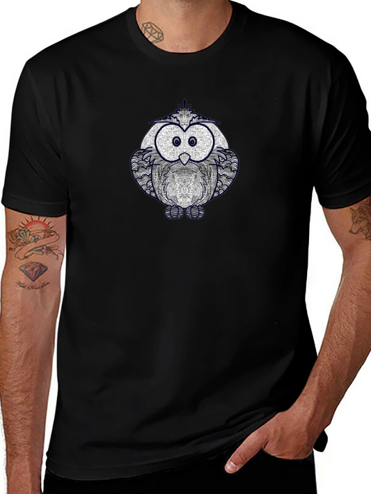 Owl Graphic Print Crew Neck T-Shirt
