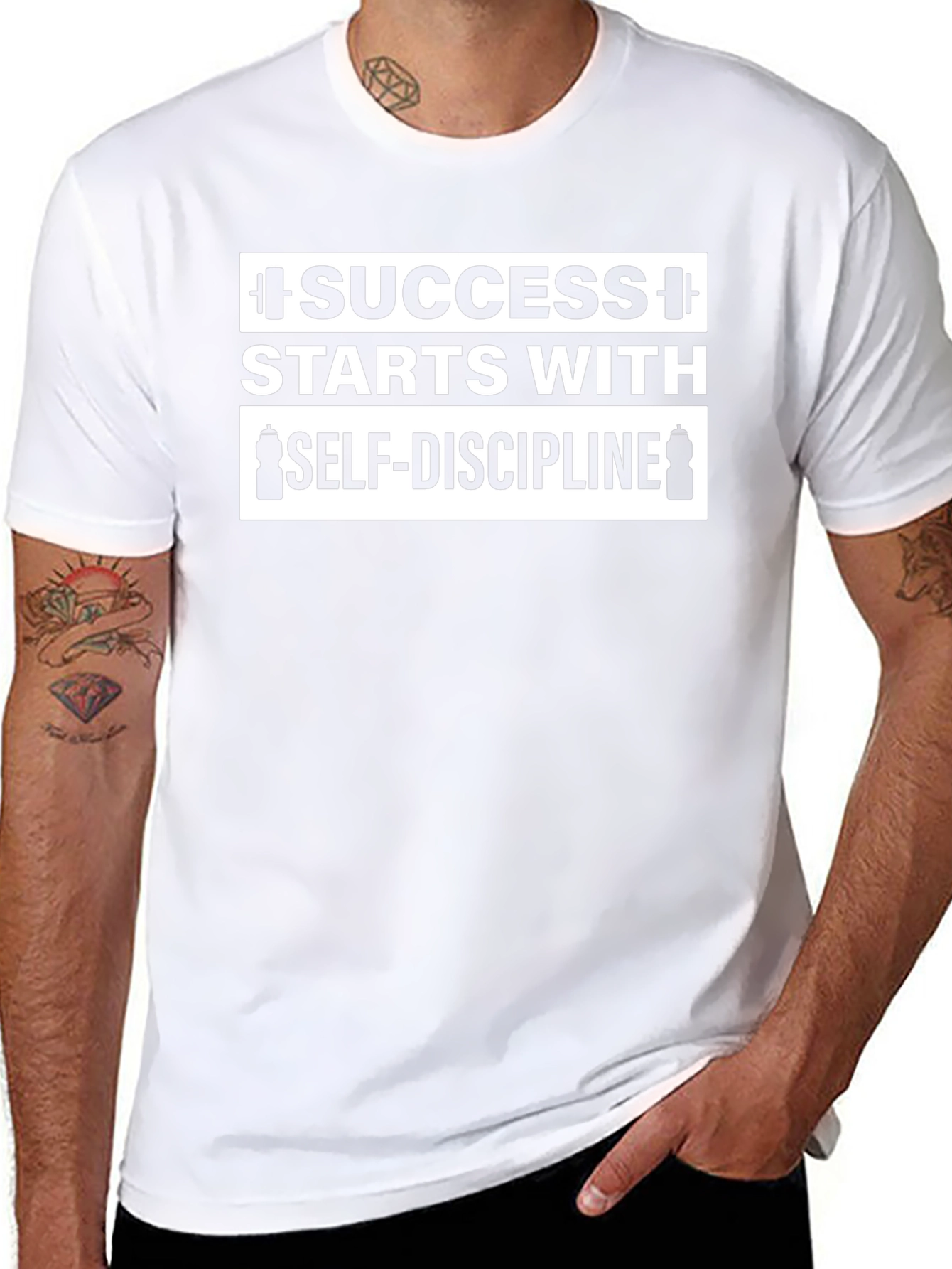 Success Starts With Self-Discipline Black Graphic T-Shirt