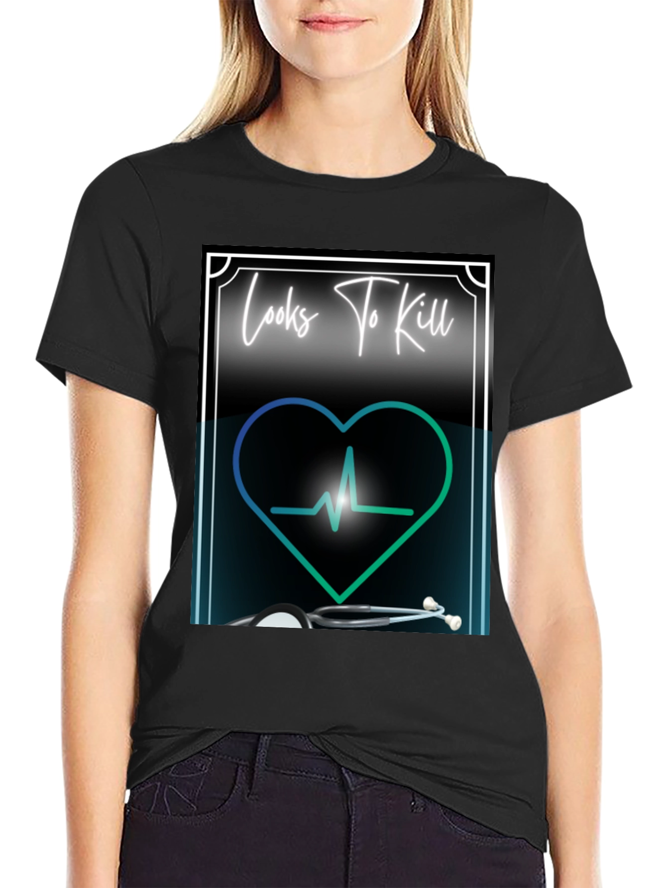 Looks to Kill T-Shirt - Medical Heartbeat Design