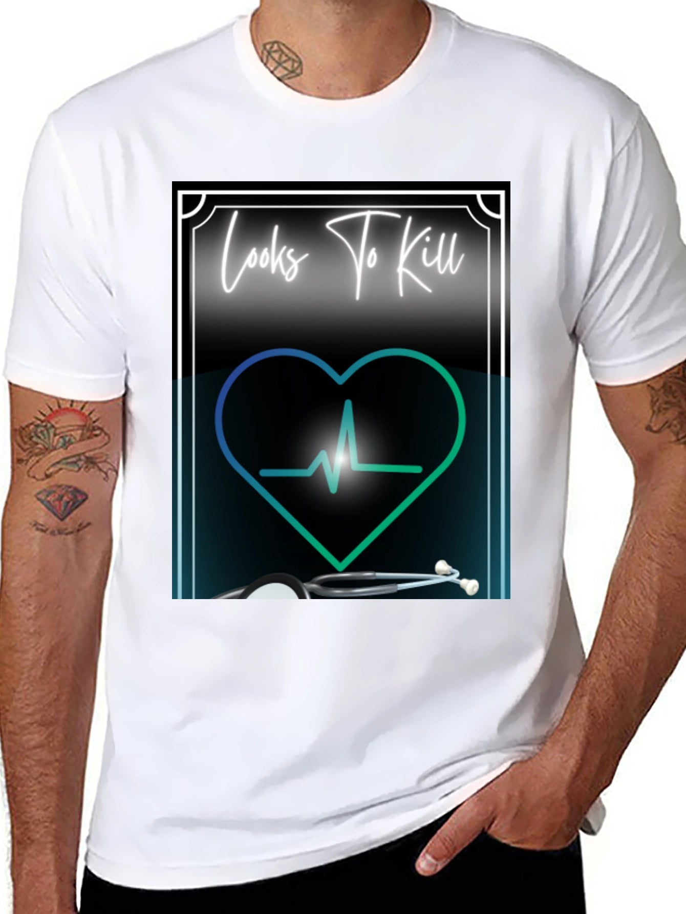 Looks to Kill T-Shirt - Medical Heartbeat Design
