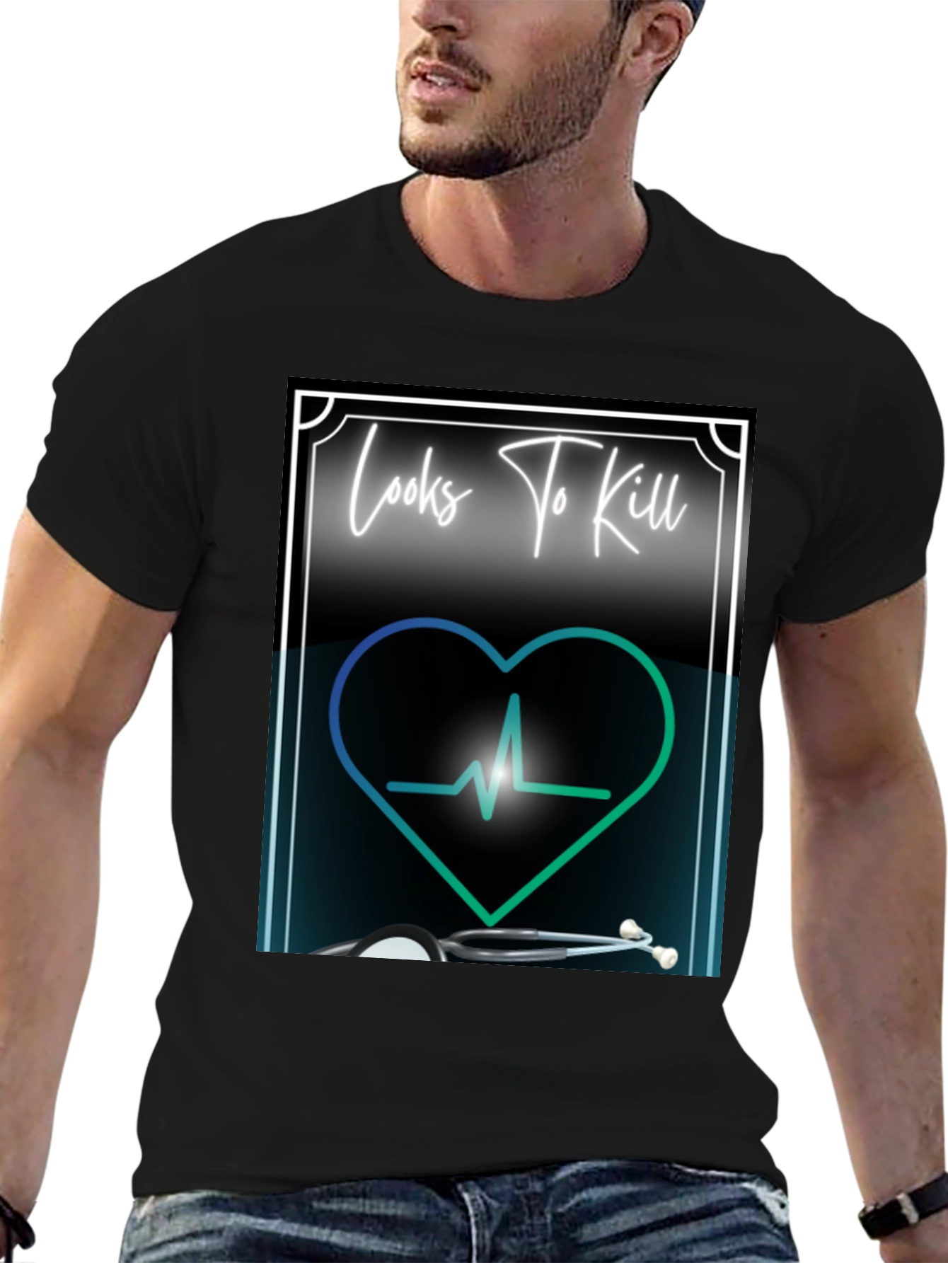 Looks to Kill T-Shirt - Medical Heartbeat Design